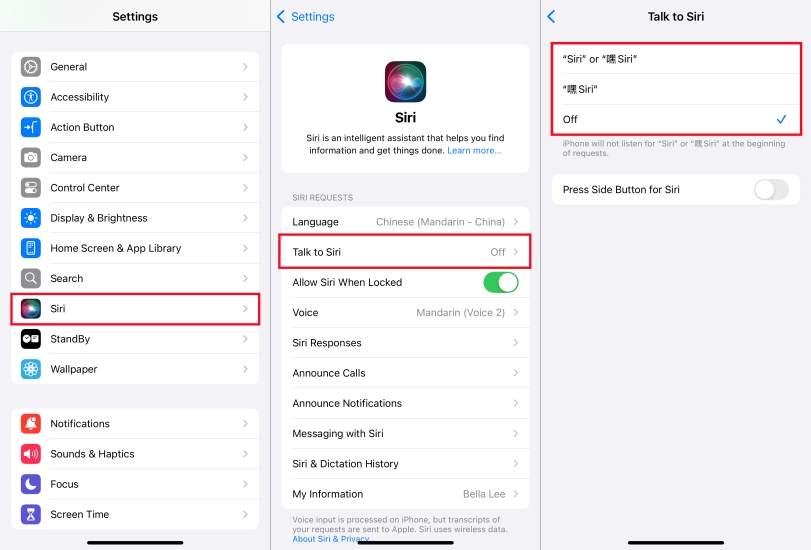 turn on siri on iphone
