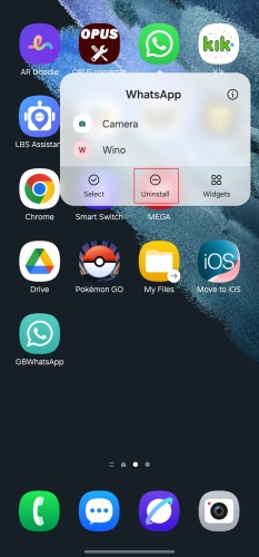 uninstall whatsapp on android