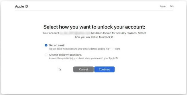 unlock apple id at iforgot service via recovery email