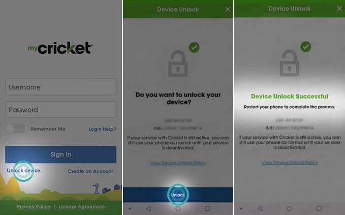 unlock cricket device mycricket app