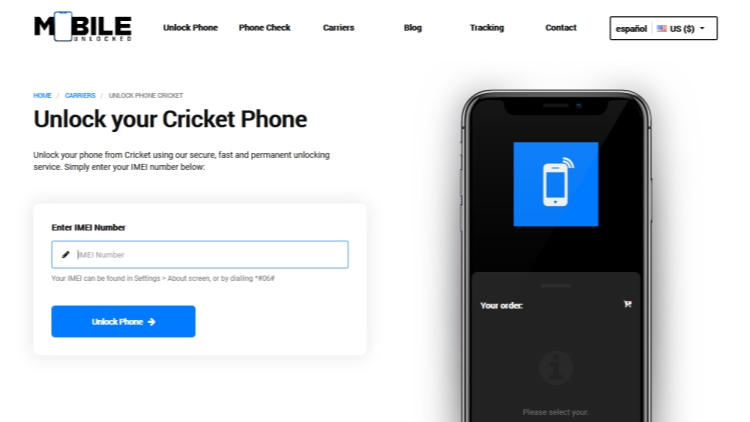 unlock cricket device via imei
