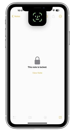 unlock note with face id