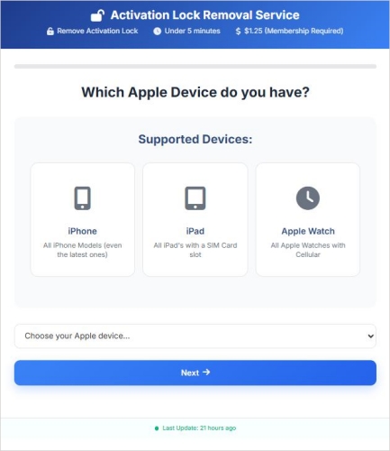 unlockhere select device type