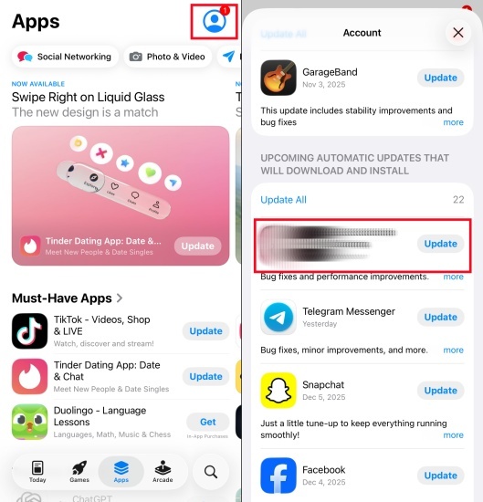 update app on iphone