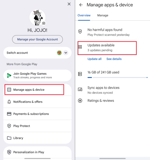 update app to the latest version on android phone