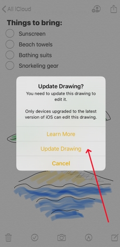 update drawing on iphone