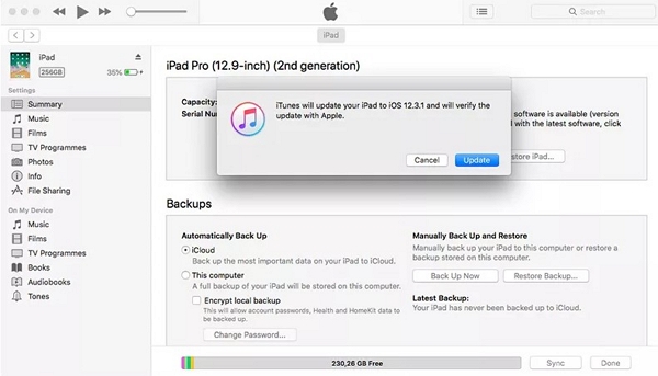 update ipad from itunes