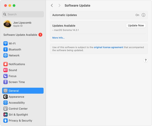 update macos