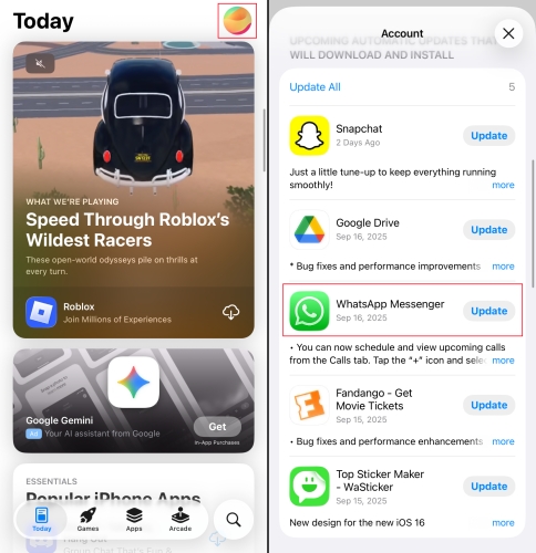 update whatsapp to the latest version on iphone