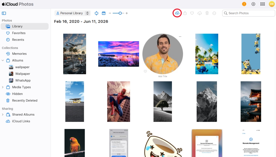 upload photos to icloud website
