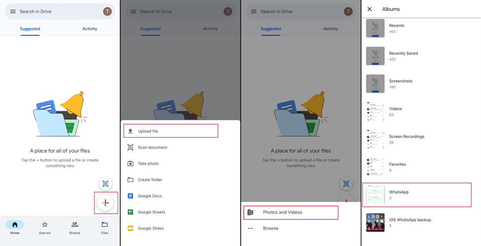 back up whatsapp from iphone to google drive via save to photo