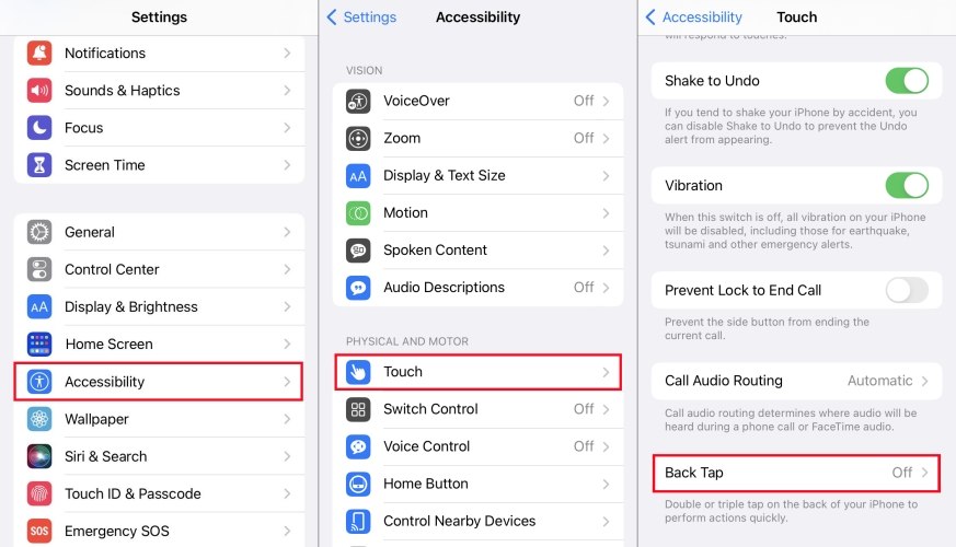use back tap on iphone