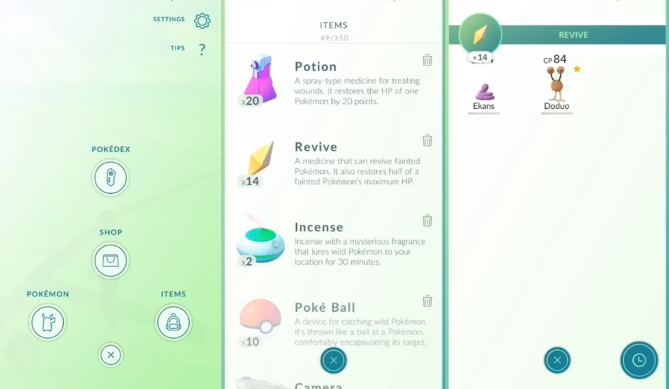 use revives in pokemon go