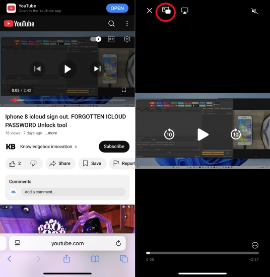 use safari to play youtube on iphone