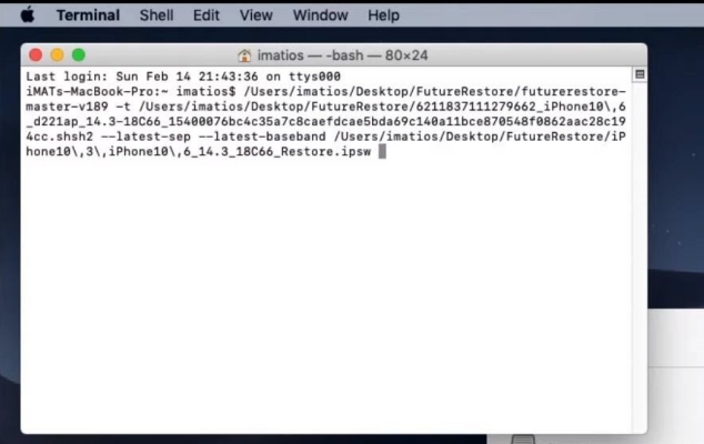 use terminal to ipsw and futurerestore