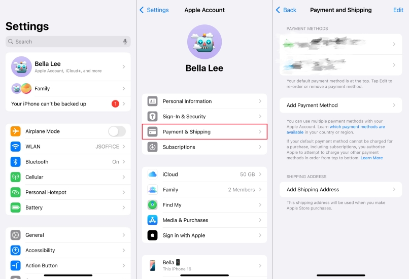 verify payment method details
