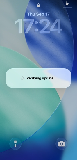 verifying update on iphone screen