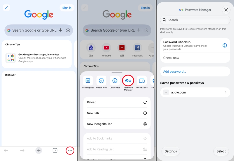 view chrome passwords on iphone