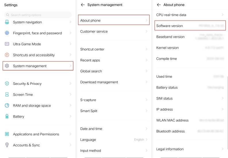 vivo software information