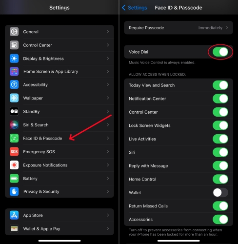 disable voice dial on iphone