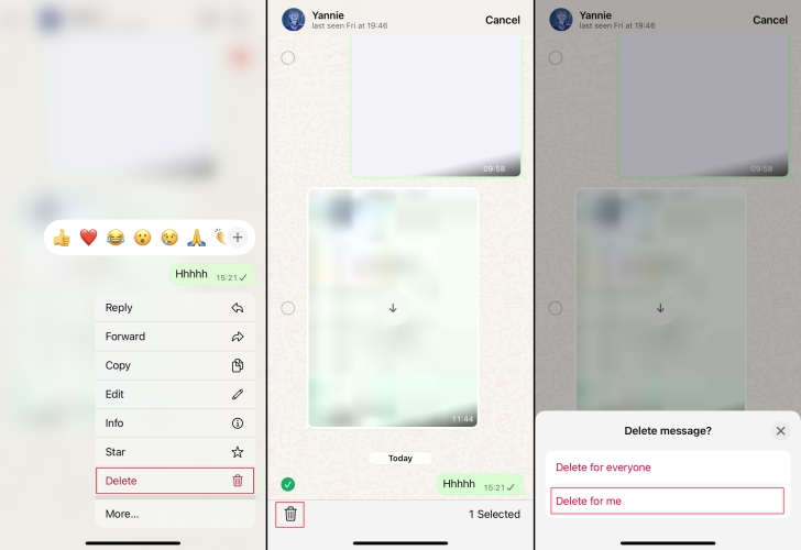 delete whatsapp messages foe yourself on iphone