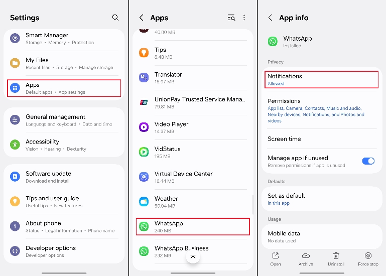 set whatsapp notifications setting on android