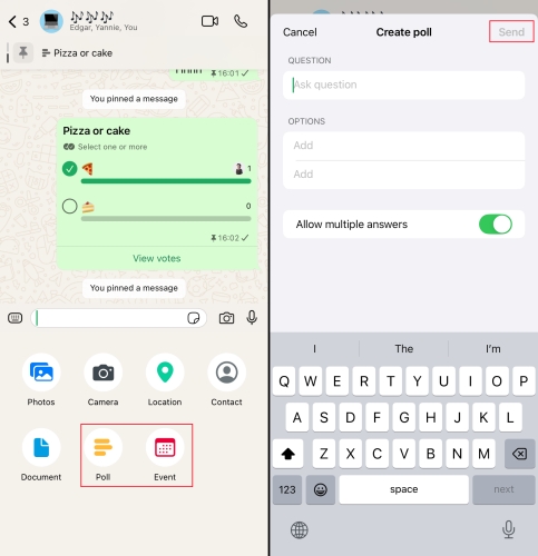whatsapp group poll and event
