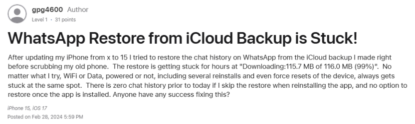 restore whatsapp from icloud