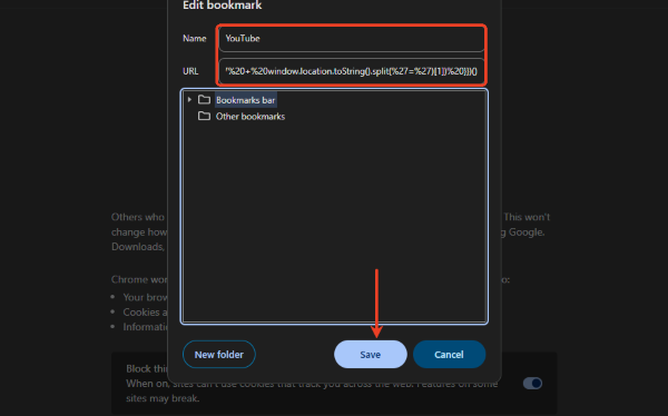youtube bookmard javascripts