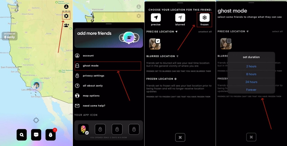 zenly frozen location